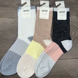 Aerie Colorblock Women’s Crew Socks 3 Pairs 🧦 OS BNWT